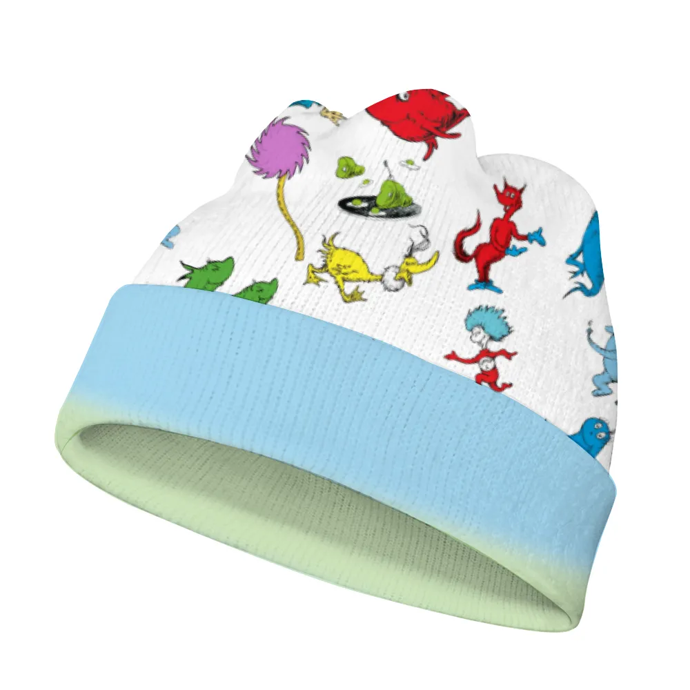 Knitted Beanies for Boys and Girls-Knit Caps for Kids and Young Adults - Cute Suess Print