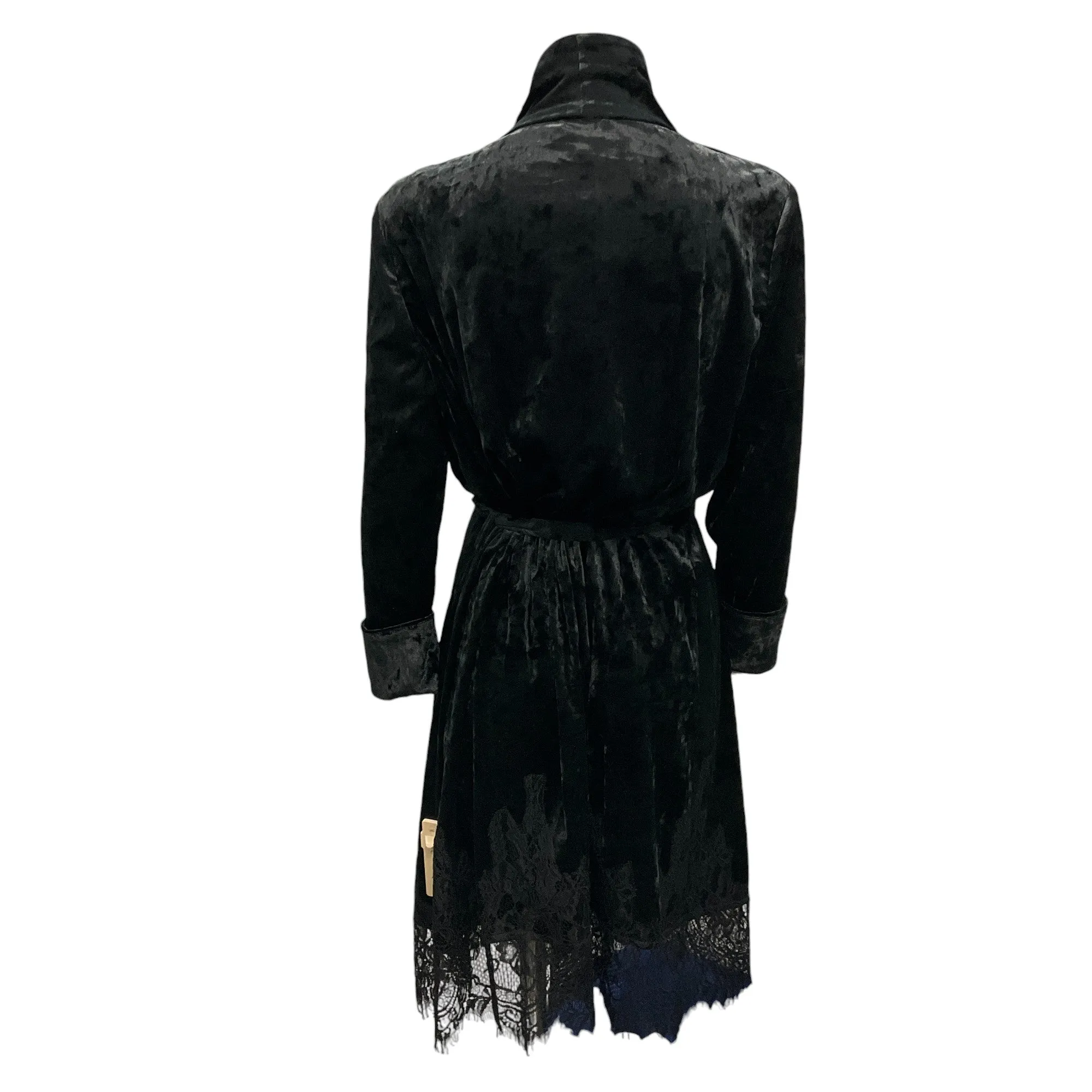 L'Agence Black Kamari Lace Trimmed Crushed Velvet Wrap Dress