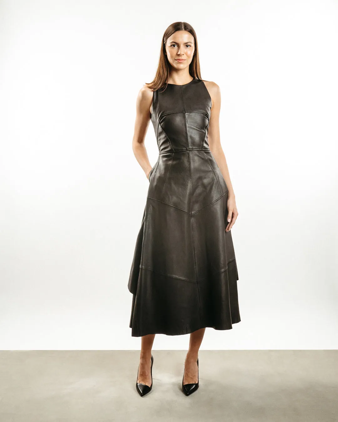 Linden Leather Midi Dress