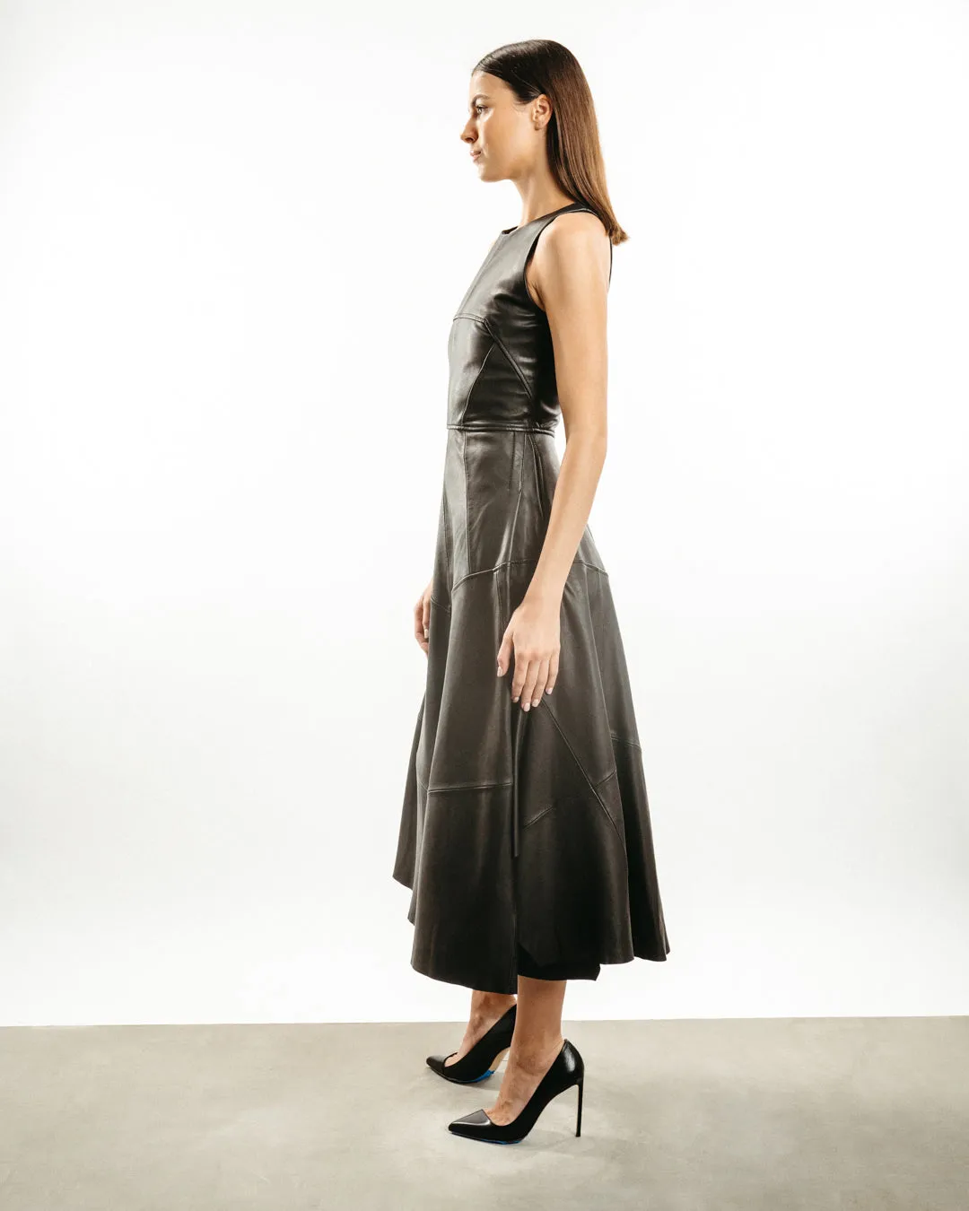 Linden Leather Midi Dress