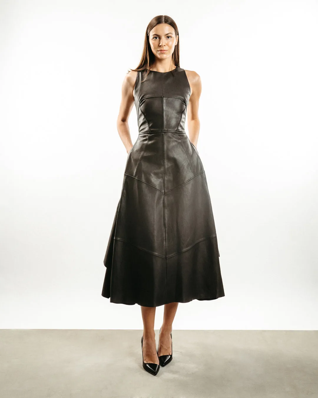 Linden Leather Midi Dress