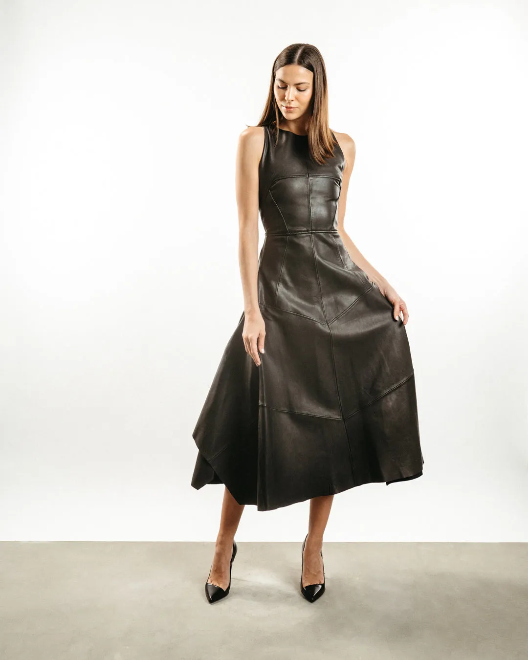 Linden Leather Midi Dress