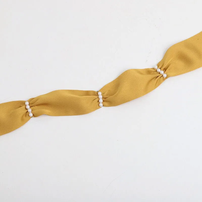 Lolita Pearl Sash Belt Vintage Bow Hair Wrap