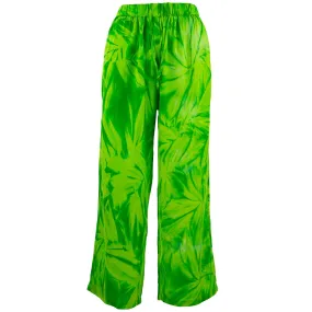 Loose Summer Trousers - Feathers Lime Green