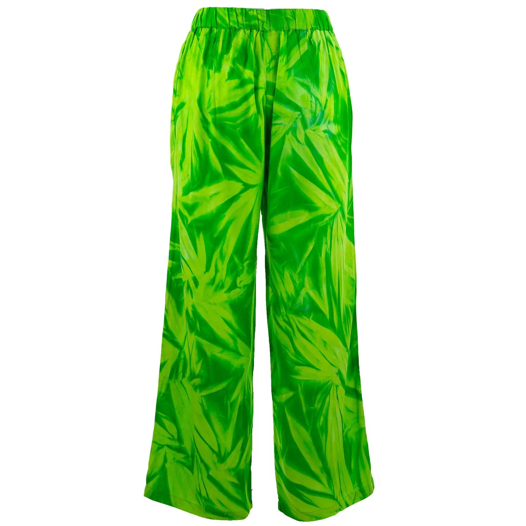 Loose Summer Trousers - Feathers Lime Green