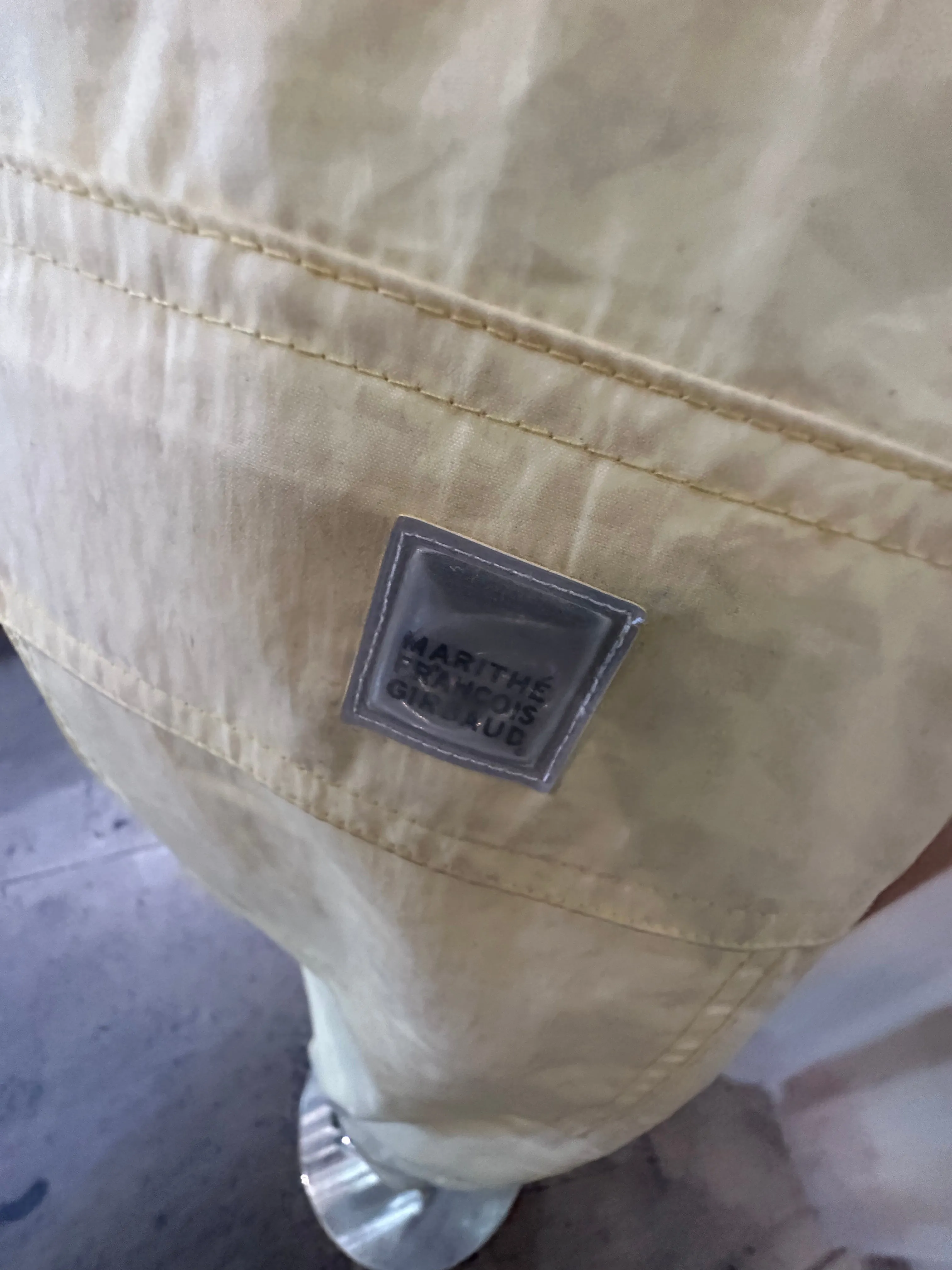 Marithe and Francois Y2K Pale Yellow Nylon Cropped Cargo Pants