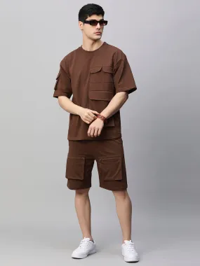 Men Premium Cargo Co-ord Set - Cocoa