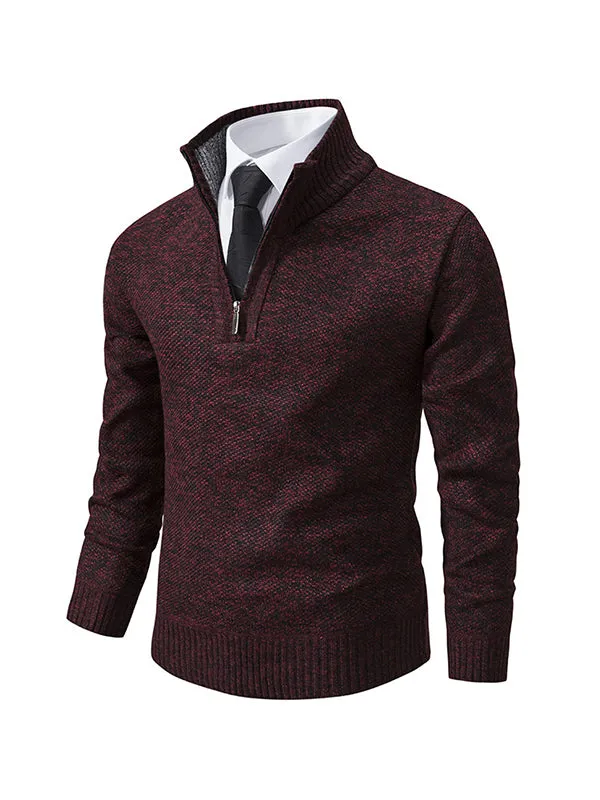 Men's Plus Velvet Business Slim Fit Knitted Pullover Sweater