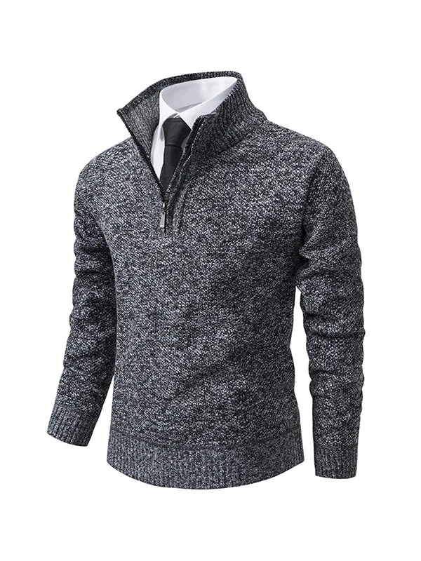 Men's Plus Velvet Business Slim Fit Knitted Pullover Sweater