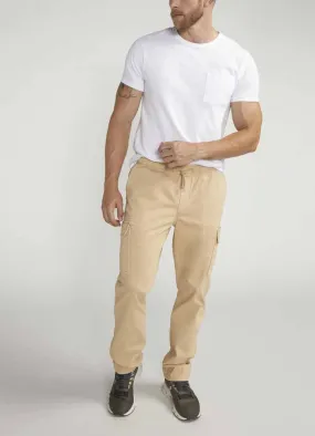 Mens Pull on Cargo Pants in Light Khaki by Silver Jeans