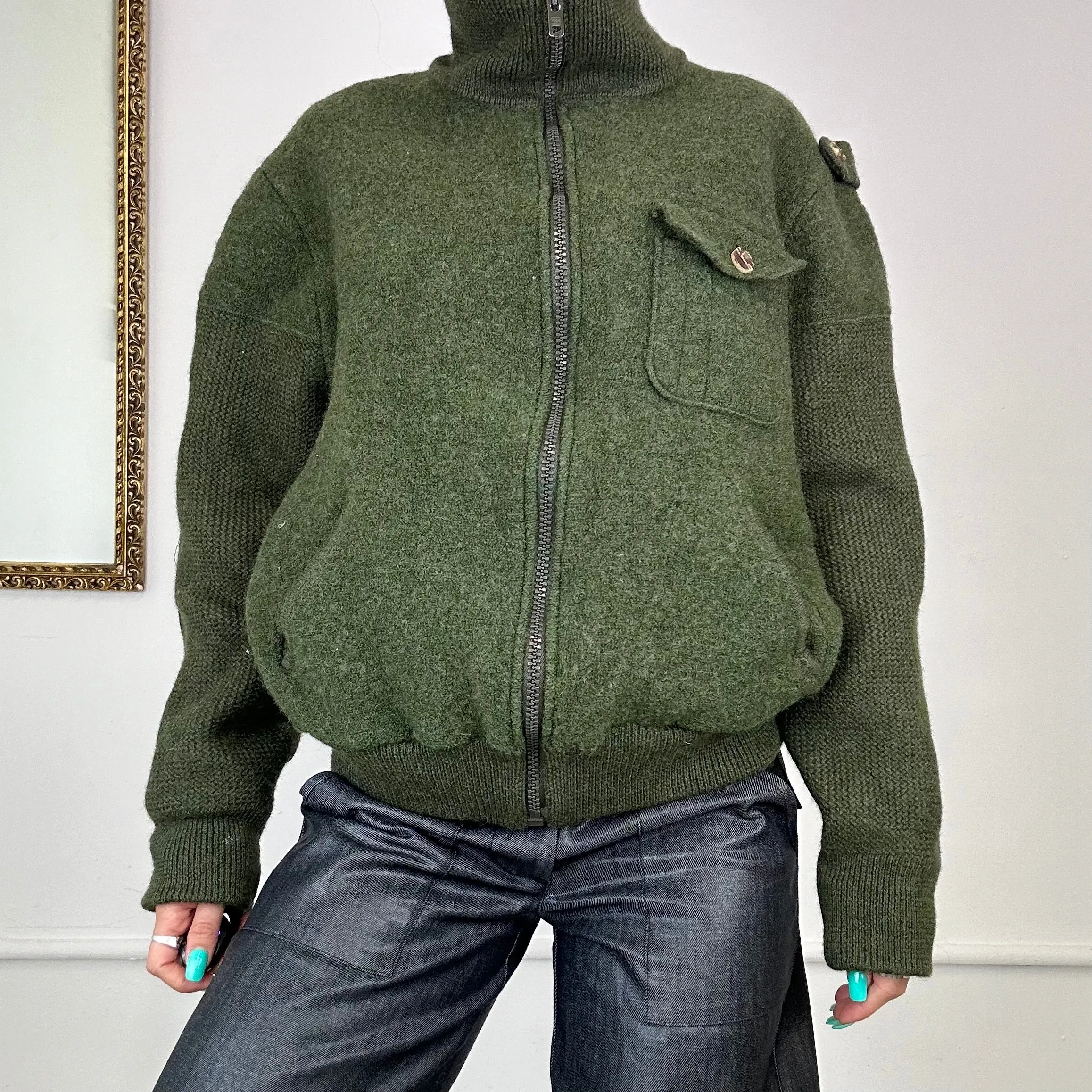 military style wool bomber jacket