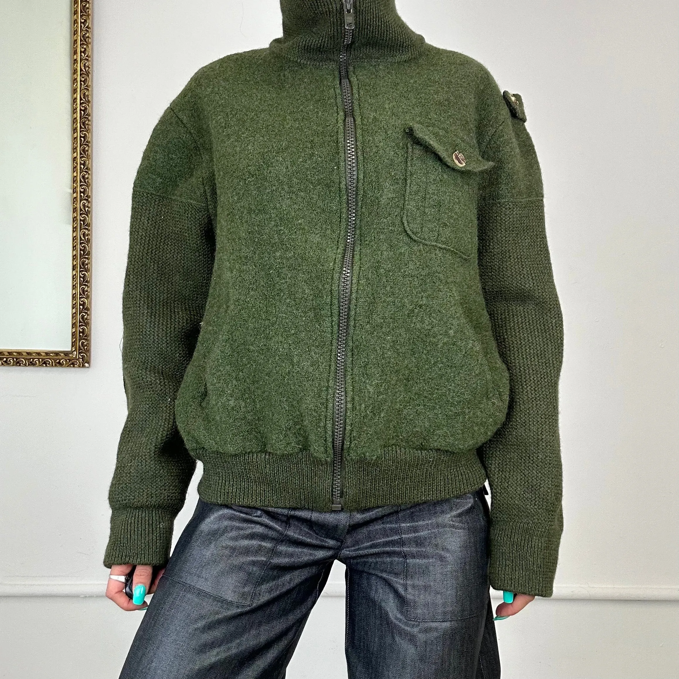 military style wool bomber jacket