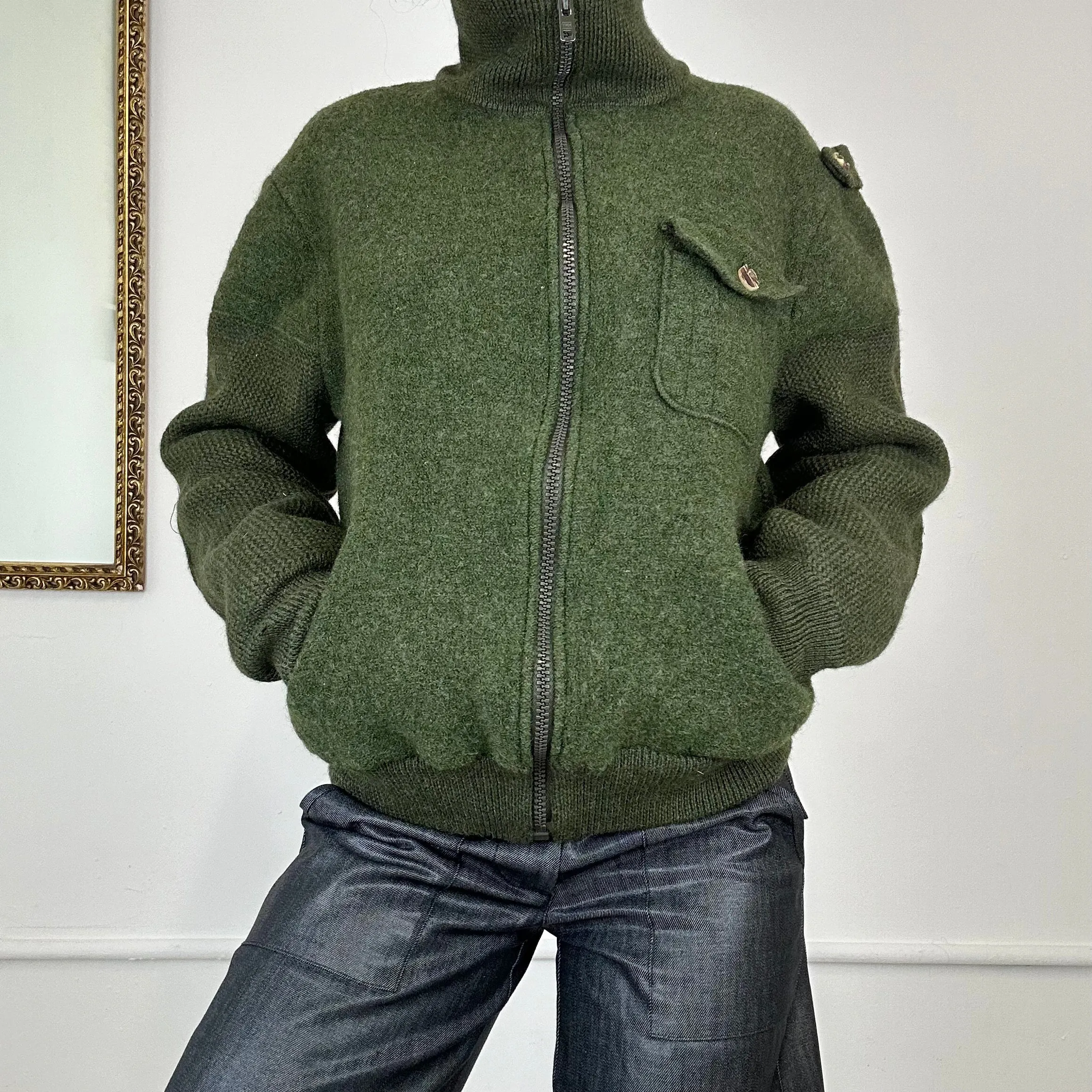 military style wool bomber jacket