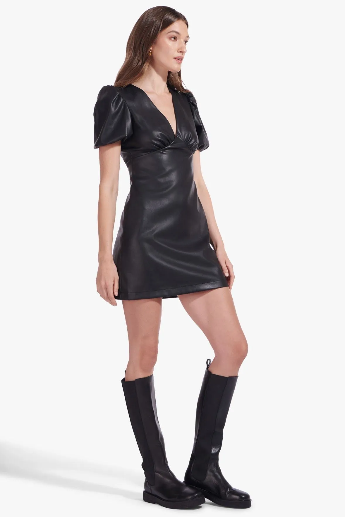 MILLA MINI DRESS | BLACK VEGAN LEATHER