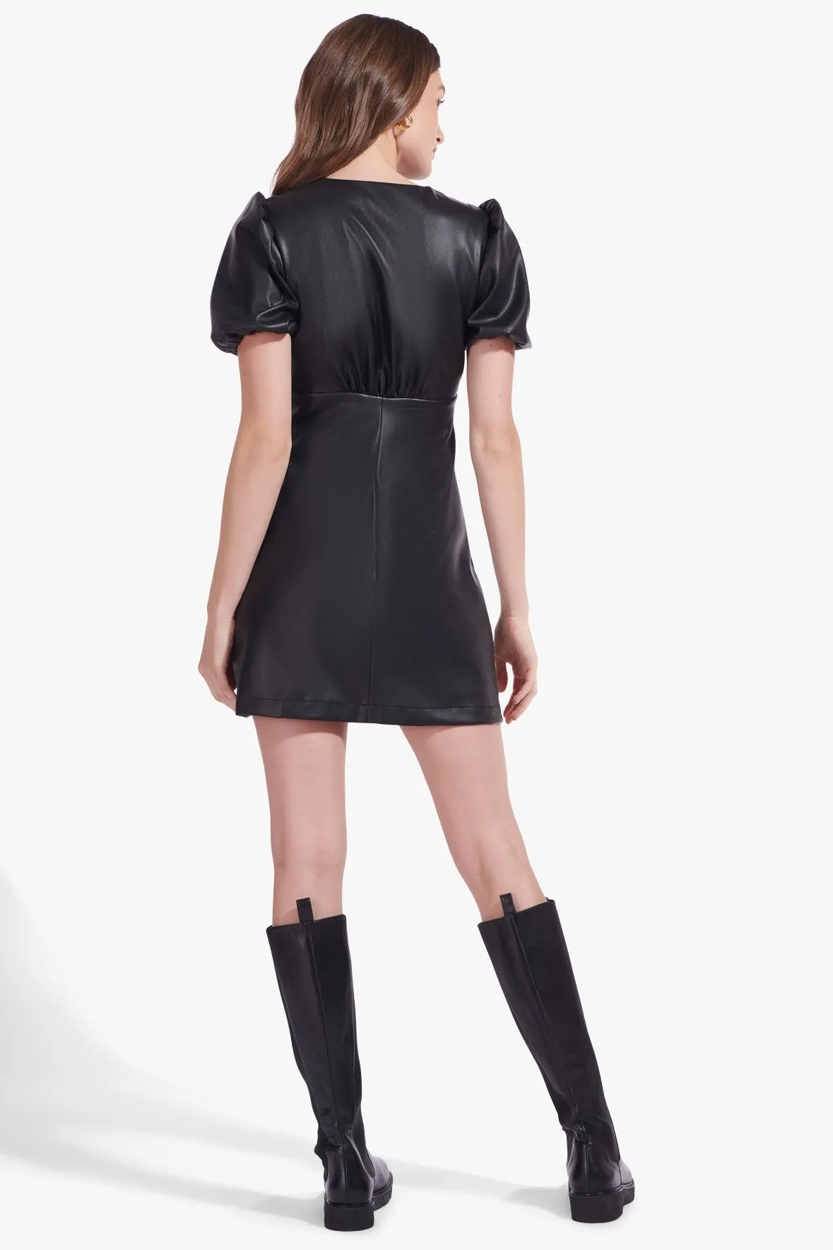 MILLA MINI DRESS | BLACK VEGAN LEATHER