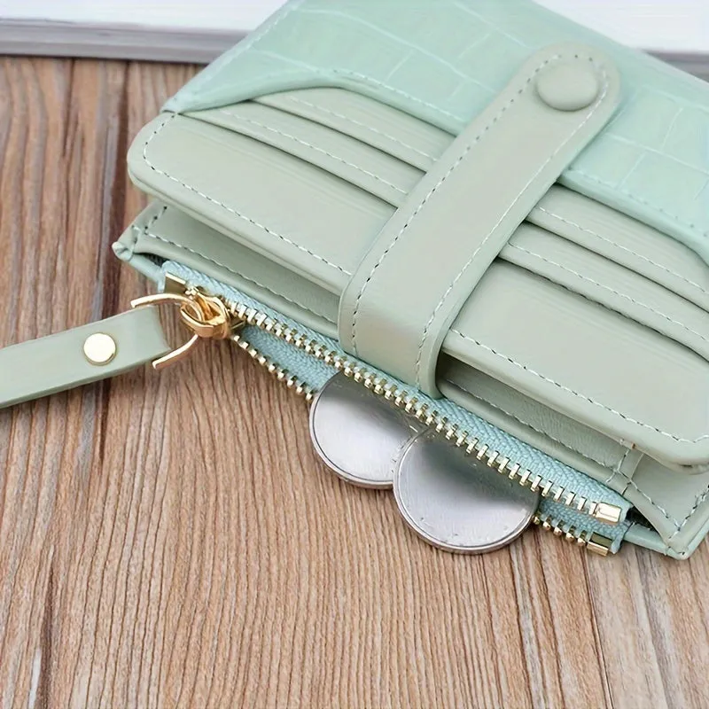 Mini Crocodile Print Clutch Wallet, Short Credit Card Holder, Women's Card Case & Coin Purse