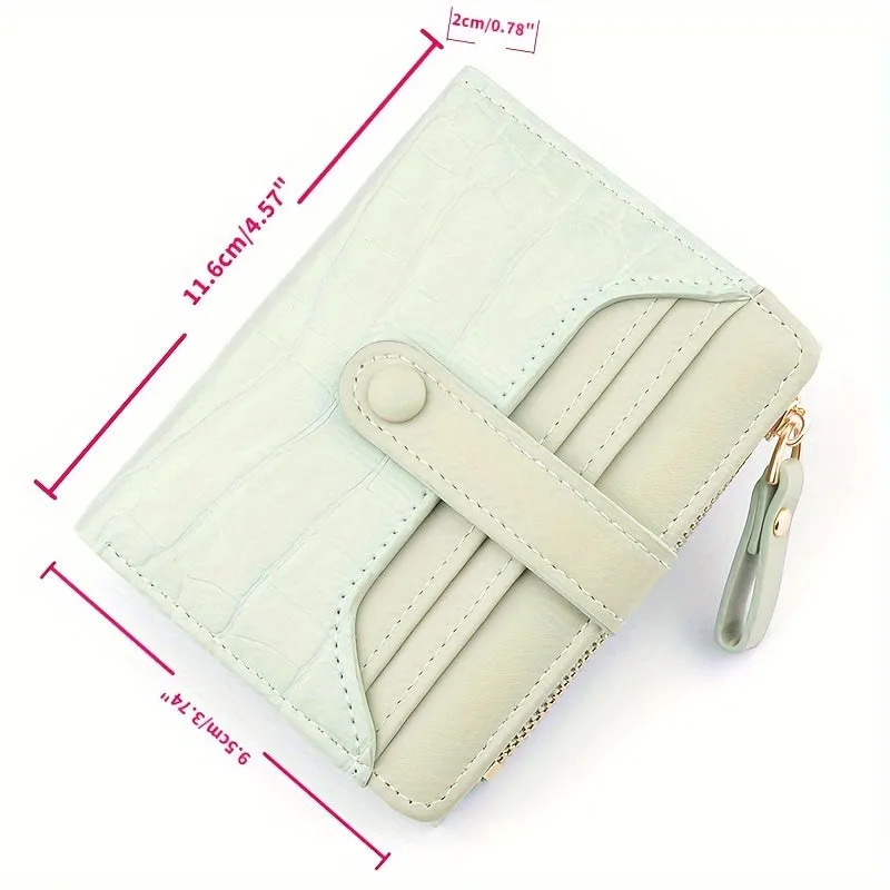 Mini Crocodile Print Clutch Wallet, Short Credit Card Holder, Women's Card Case & Coin Purse