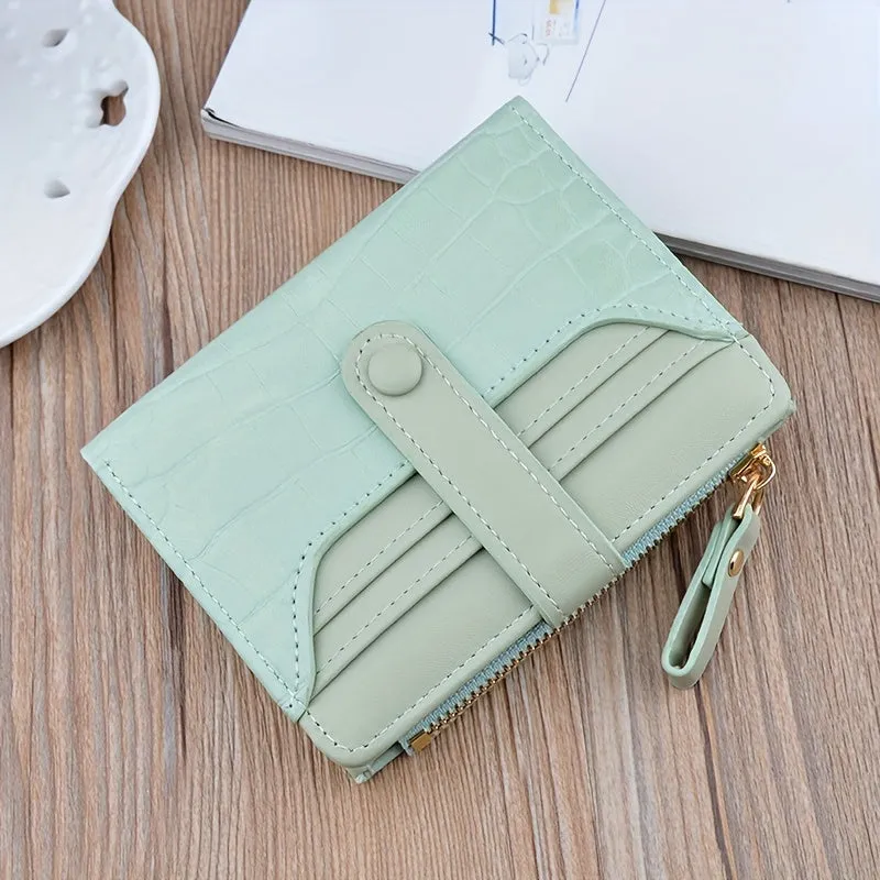 Mini Crocodile Print Clutch Wallet, Short Credit Card Holder, Women's Card Case & Coin Purse