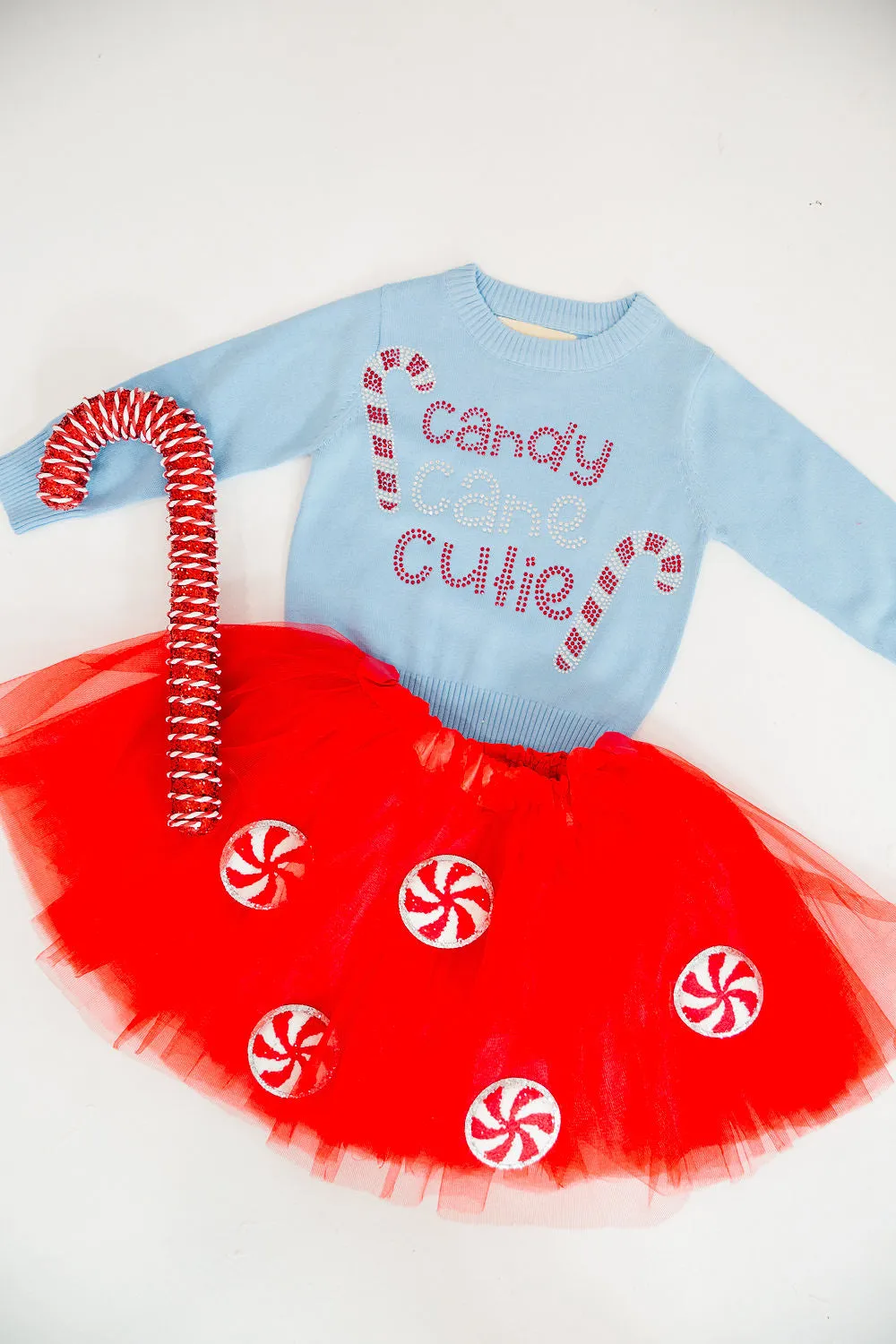 MINI KIDS CANDY CANE CUTIE BLUE SWEATER