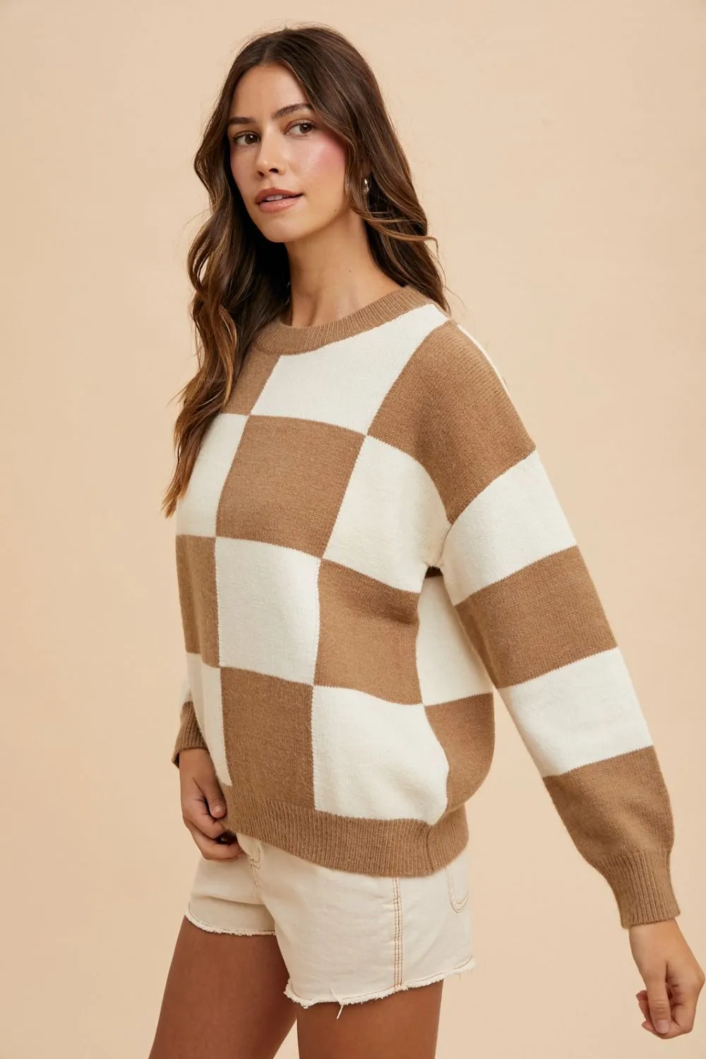 Mocha Checkered Sweater