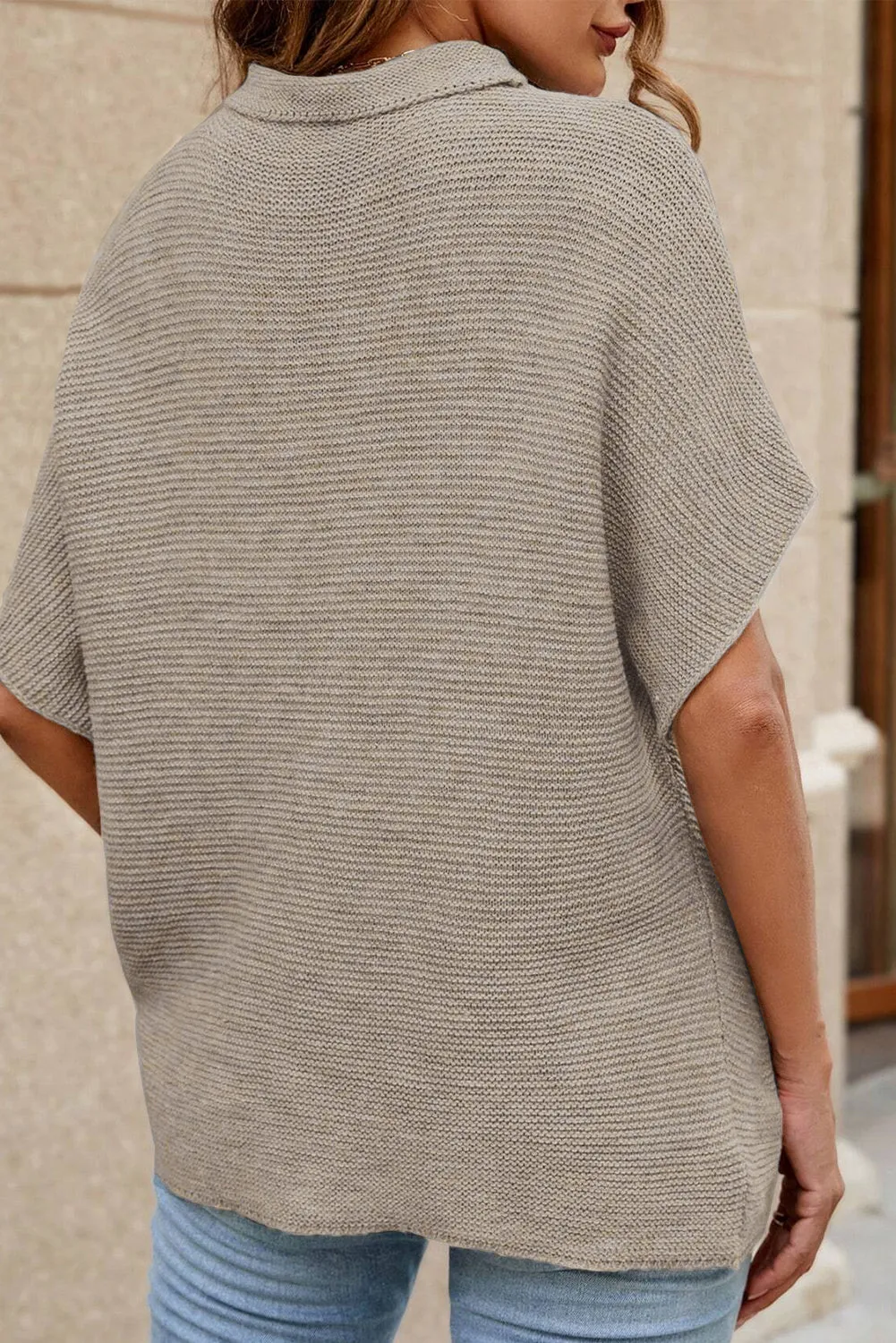 Mock Neck Short Batwing Sleeve Sweater