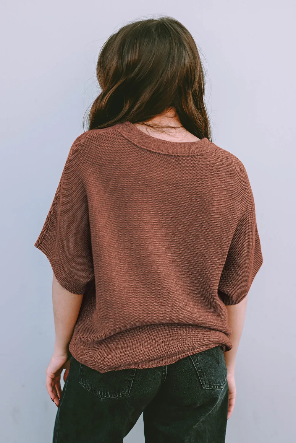 Mock Neck Short Batwing Sleeve Sweater