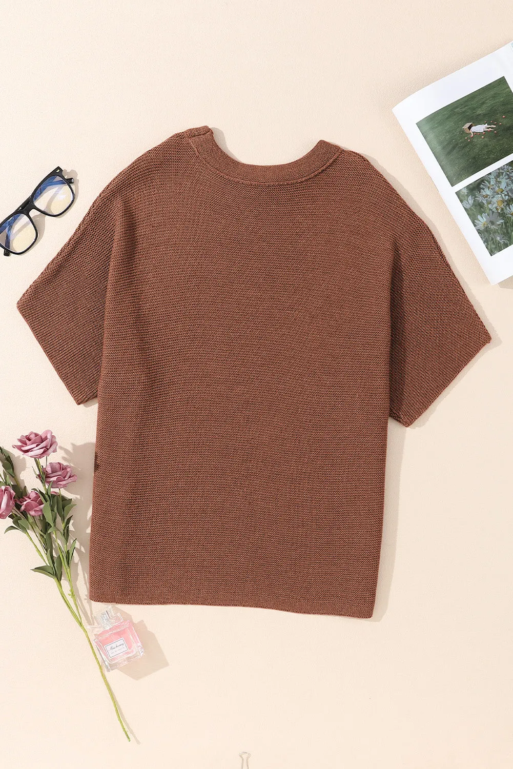 Mock Neck Short Batwing Sleeve Sweater