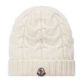 Moncler Cable Knit Hat Ivory