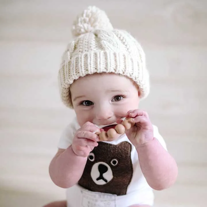 Natural Cable Beanie for Babies thru Adults