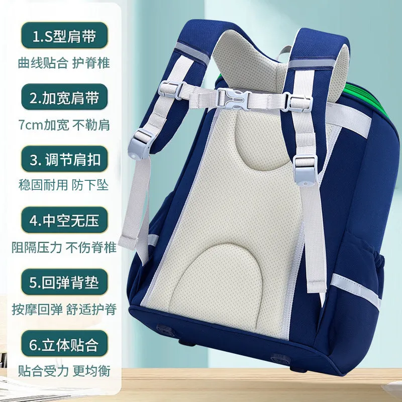 New Primary School Children's 1-3-6 Grade Large Capacity Lightweight Printing Backpack PU Leather Schoolbag