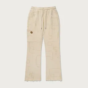 Novelty Printed Terry Pant - Bone