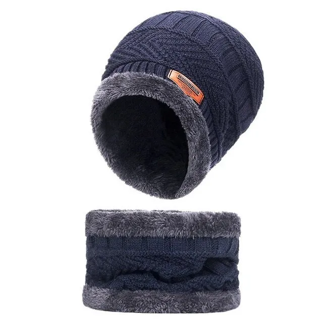 OCW Set Hat Scarf for Men and Women Neck Protection Outdoor Warm Fleece Liner Knit Winter