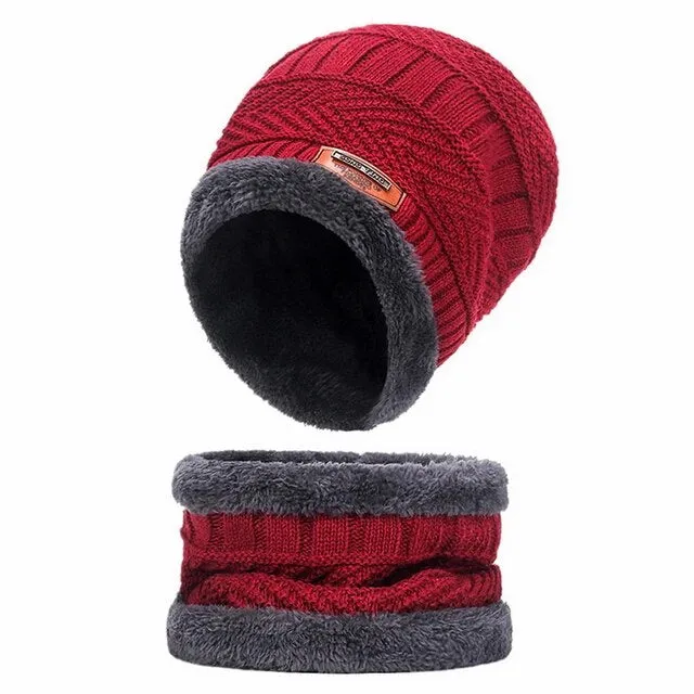 OCW Set Hat Scarf for Men and Women Neck Protection Outdoor Warm Fleece Liner Knit Winter