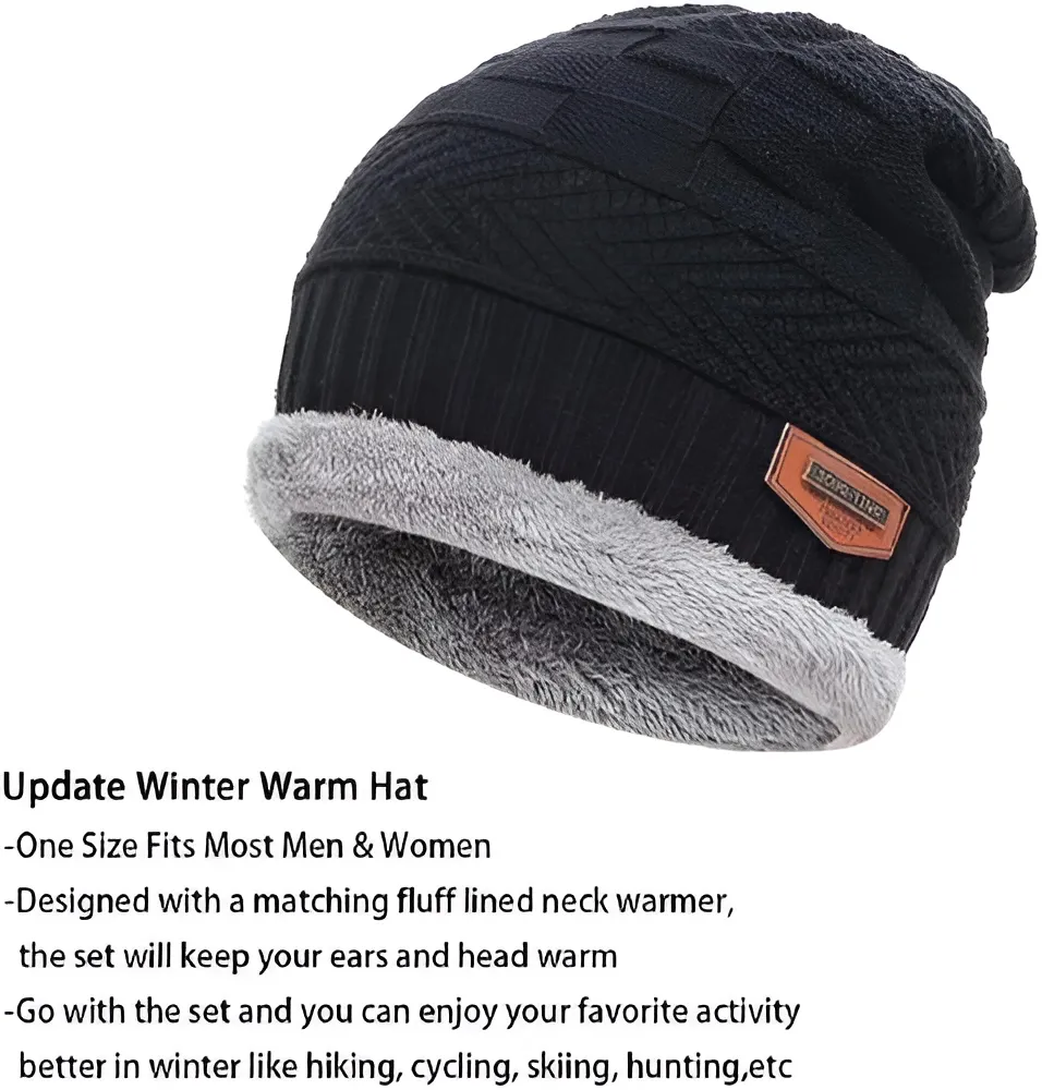 OCW Set Hat Scarf for Men and Women Neck Protection Outdoor Warm Fleece Liner Knit Winter