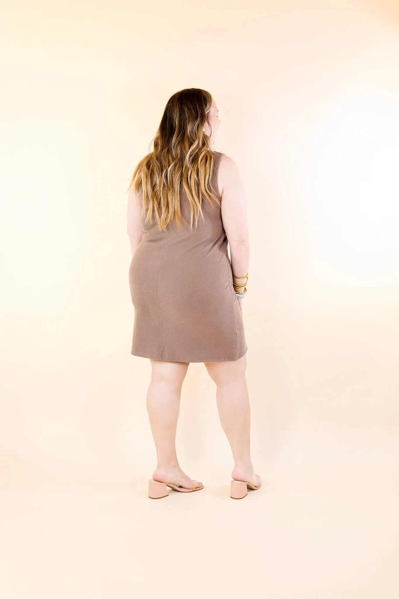 One Love Tank Sweater Dress with Turtle Neck in Taupe