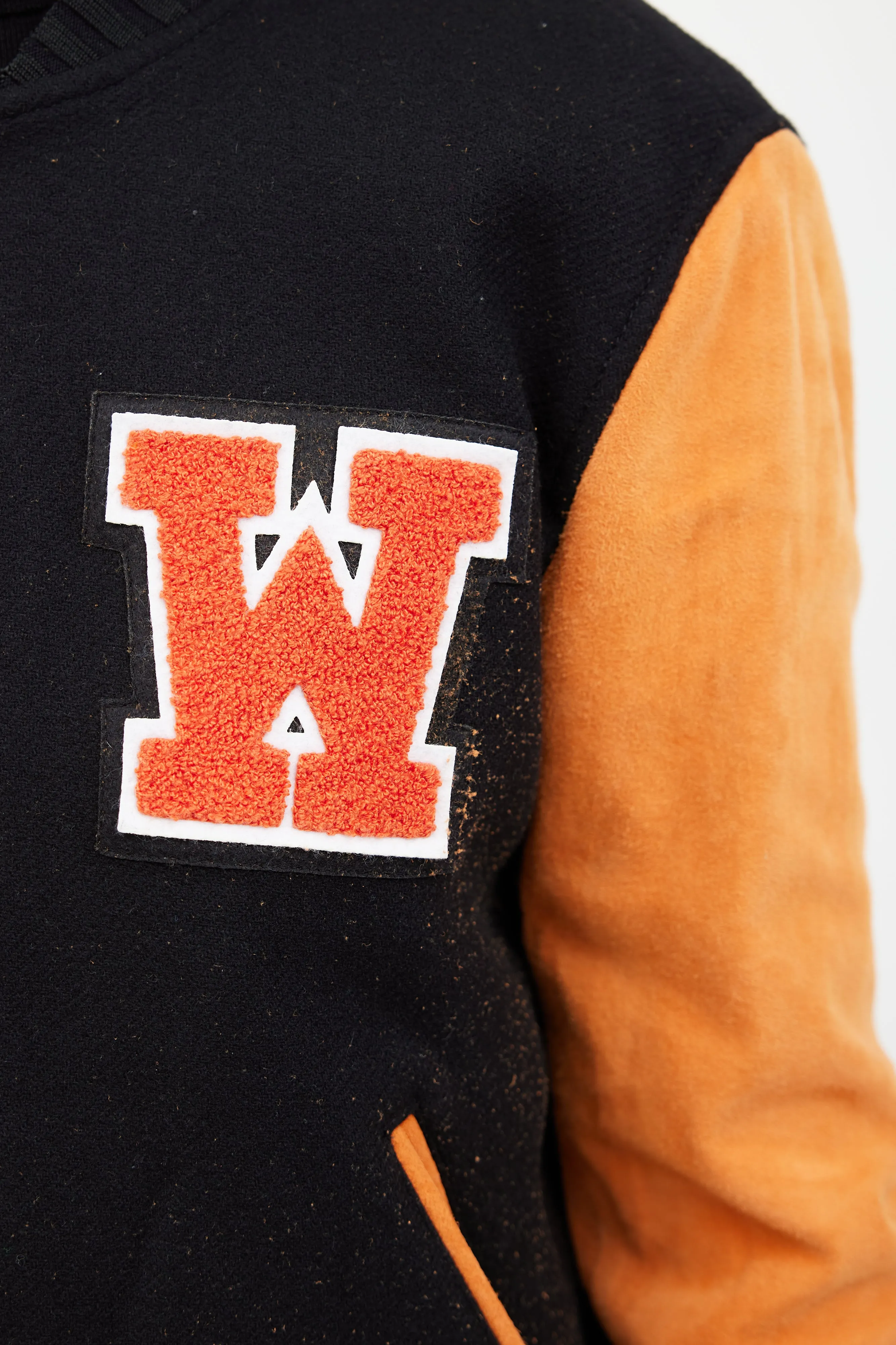 Orange & Black Patched Collegiate Jacket