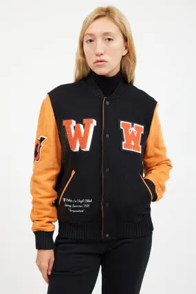 Orange & Black Patched Collegiate Jacket