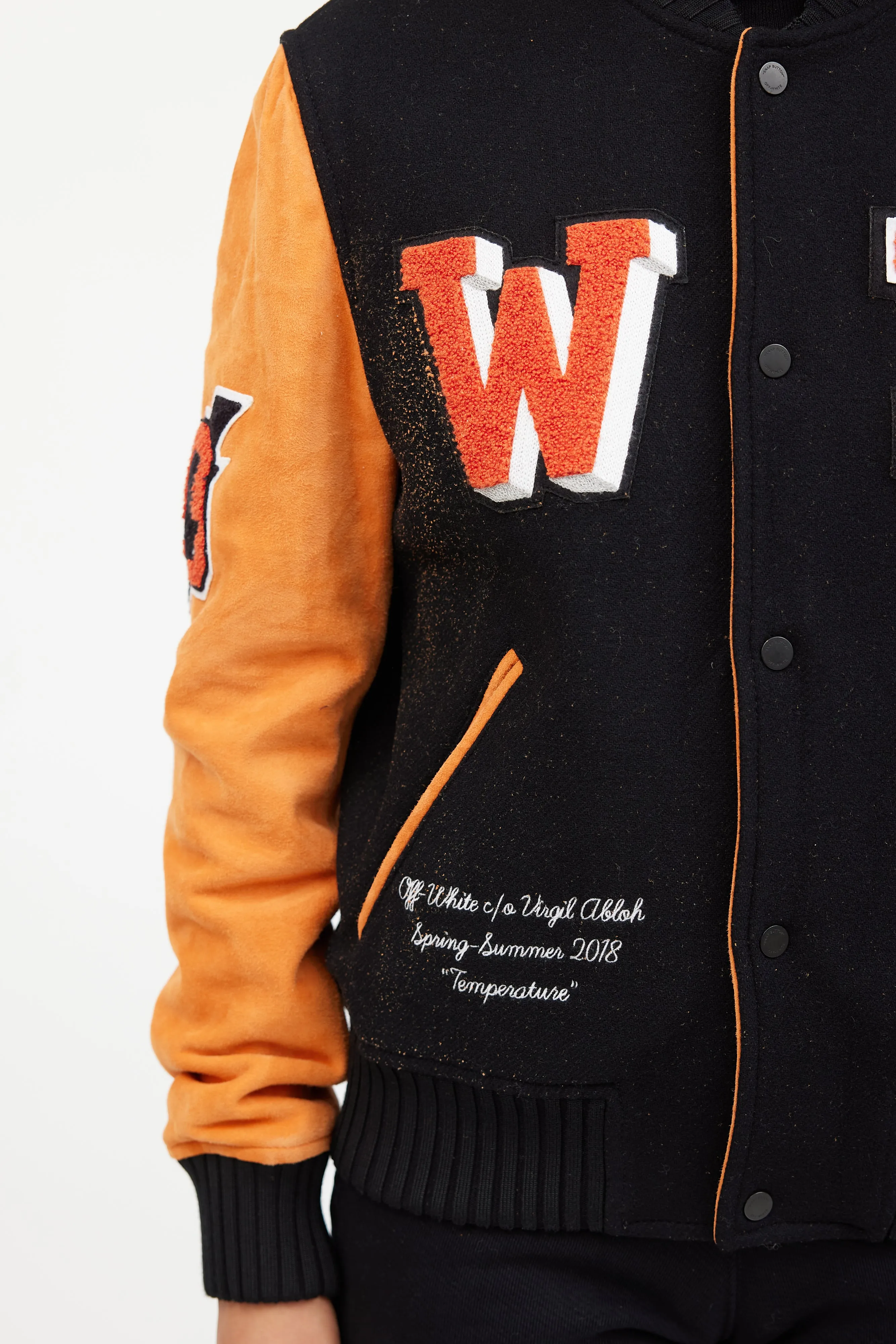 Orange & Black Patched Collegiate Jacket