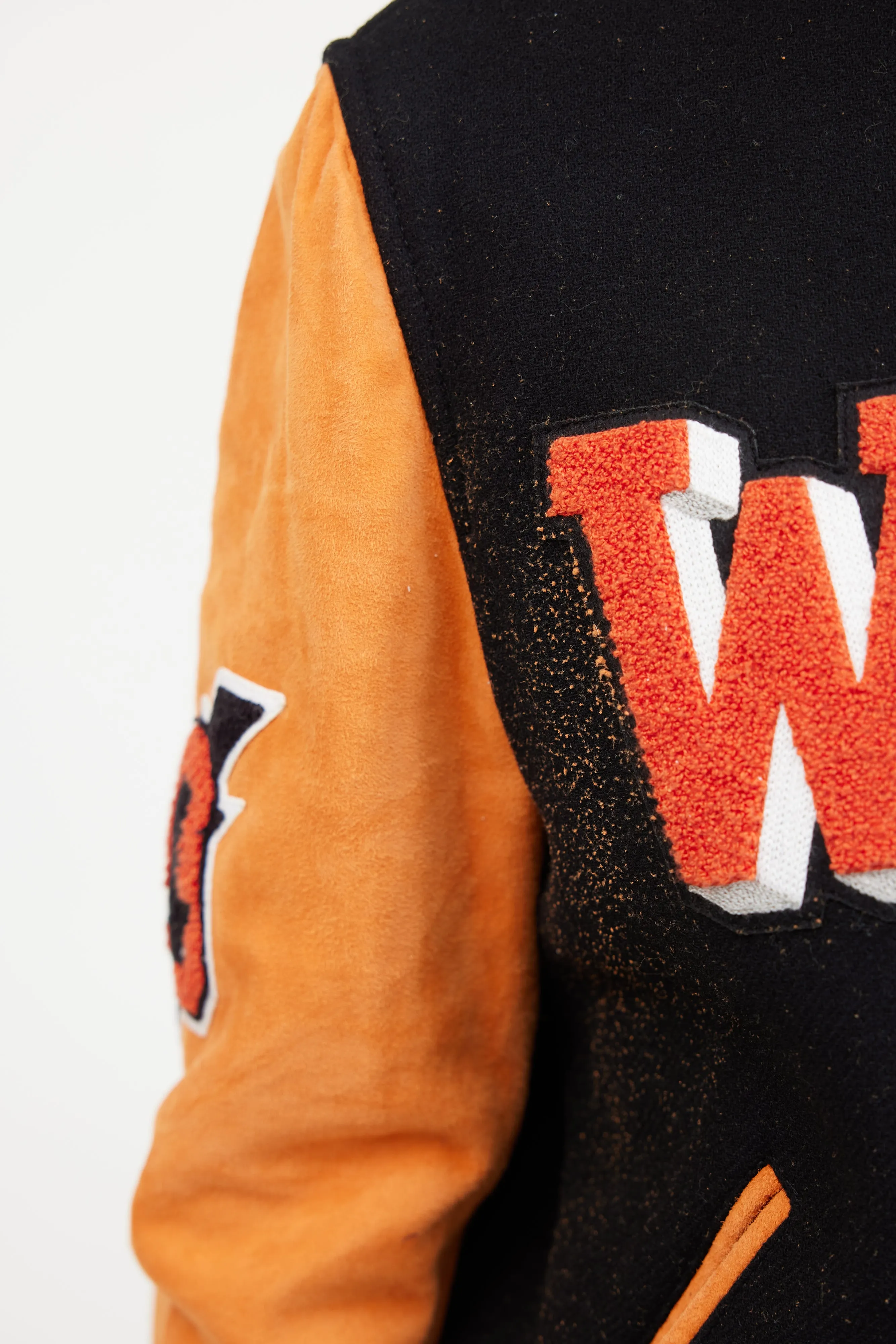 Orange & Black Patched Collegiate Jacket