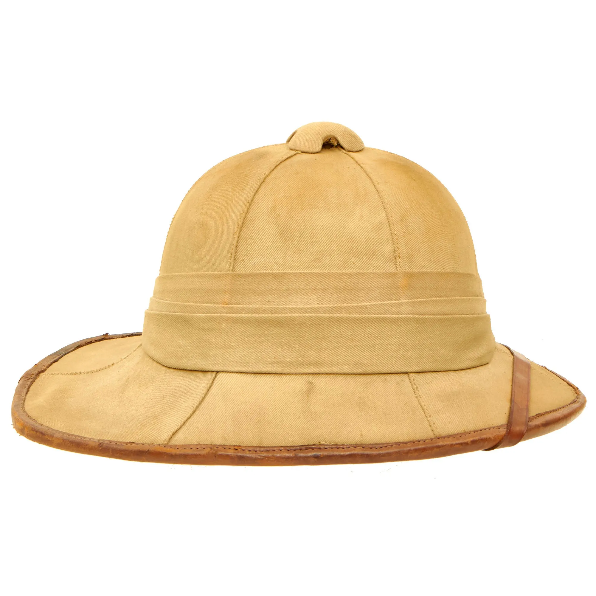 Original British WWII Wolseley Pattern Pith Sun Helmet With Royal Air Force Flash Ribbon