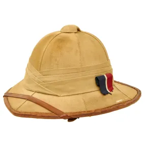 Original British WWII Wolseley Pattern Pith Sun Helmet With Royal Air Force Flash Ribbon