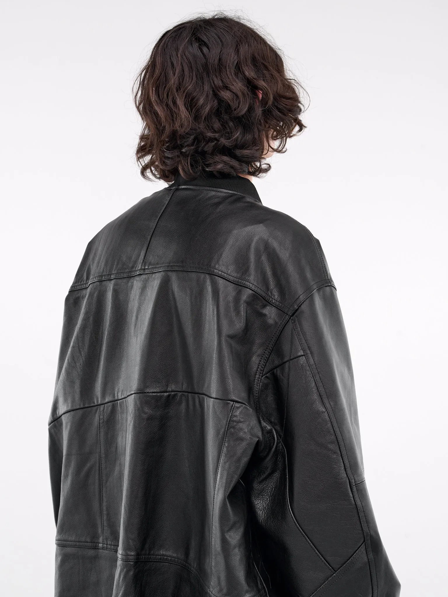 Oversized Leather Bomber Jacket (BL1003-9002-BLACK)