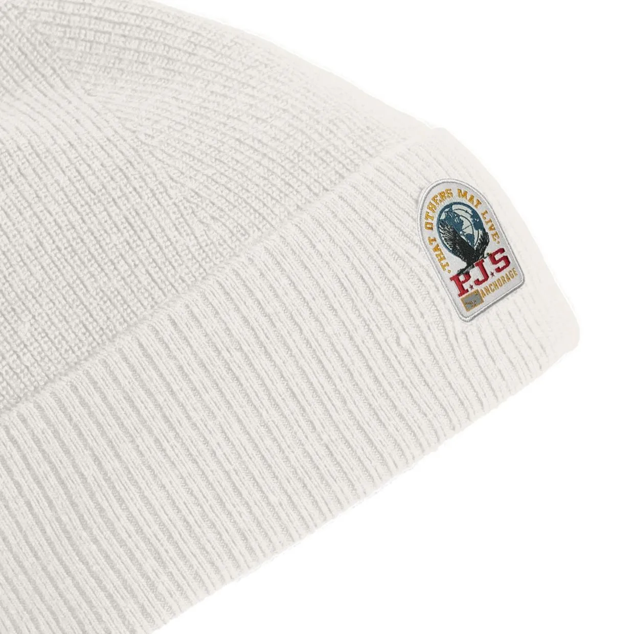 Parajumpers White Logo Patch Beanie Hat