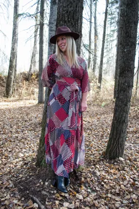 Patchwork Wrap Maxi Dress