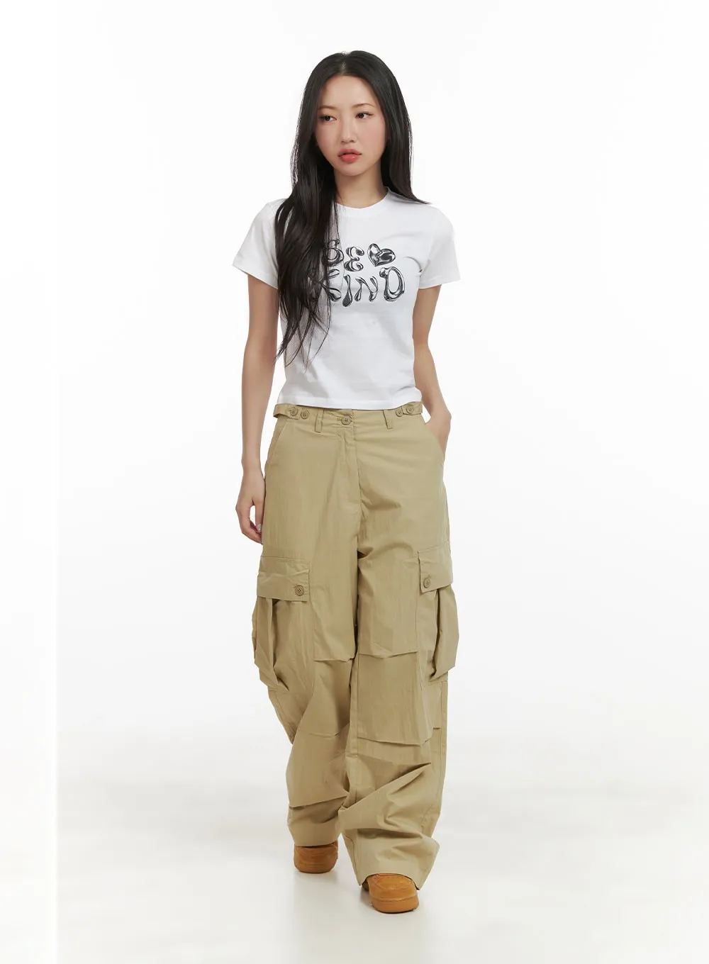 Pintuck Buttoned Cargo Pants CY403