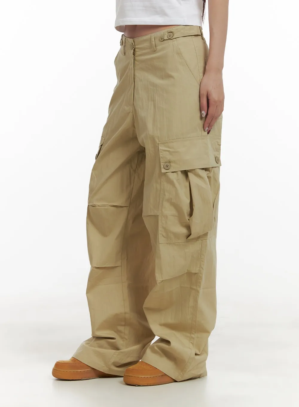 Pintuck Buttoned Cargo Pants CY403