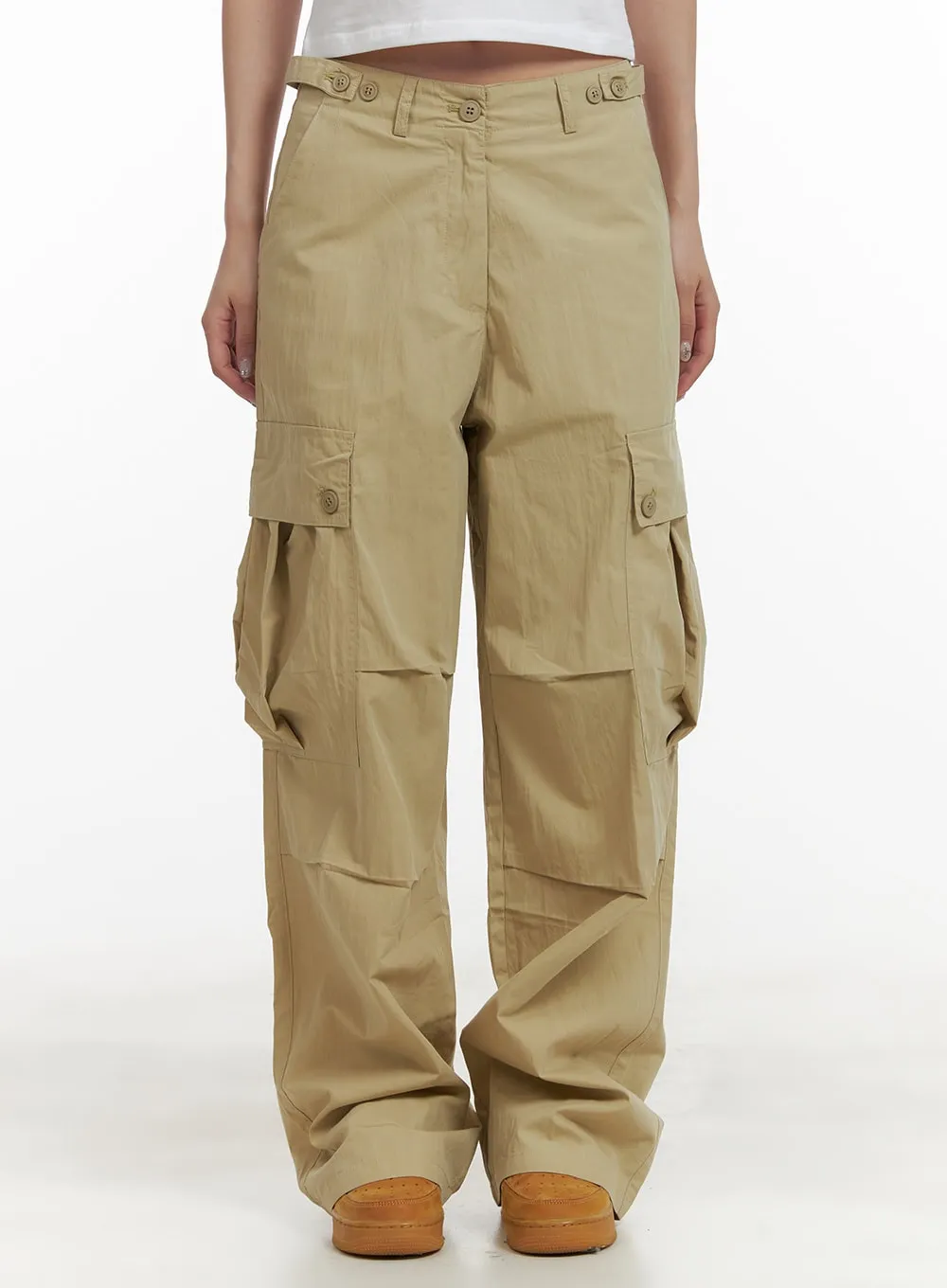 Pintuck Buttoned Cargo Pants CY403