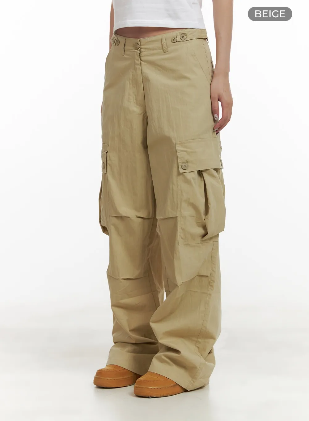 Pintuck Buttoned Cargo Pants CY403