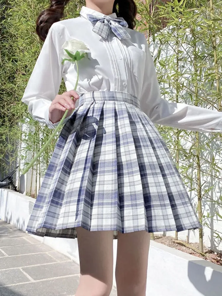 Plaid Women Pleated Skirt Bow Knot Summer High Waist Preppy Girls Dance Mini Skirt Cute A Line Harajuku Sexy Japan Faldas