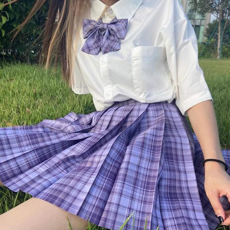 Plaid Women Pleated Skirt Bow Knot Summer High Waist Preppy Girls Dance Mini Skirt Cute A Line Harajuku Sexy Japan Faldas